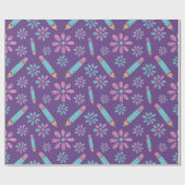 学校シームレスラッピング紙:花鉛筆アート ラッピングペーパー (フラット)