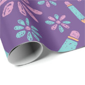 学校シームレスラッピング紙:花鉛筆アート ラッピングペーパー (ロールコーナー)