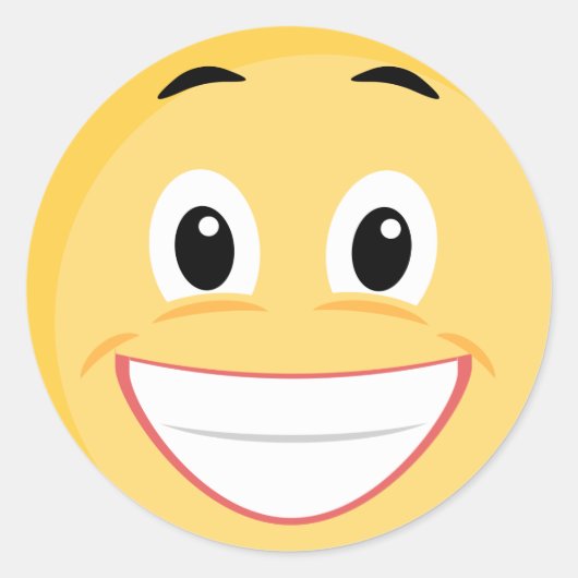 学校シール(顔絵文字) ラウンドシール (正面)