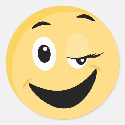 学校シール(顔絵文字) ラウンドシール (正面)