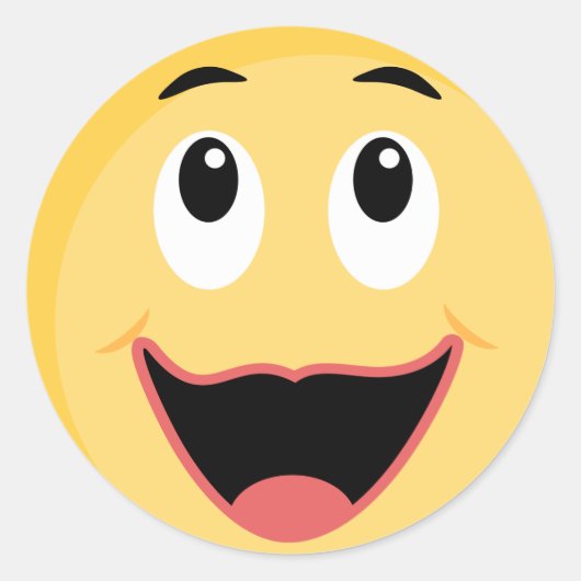 学校シール(顔絵文字) ラウンドシール (正面)