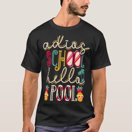 学校スペインのの最終日Adios学校ハロープール Tシャツ (正面)