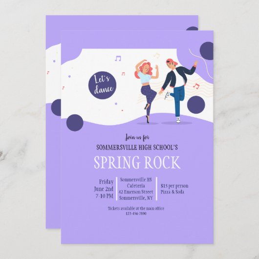 学校ダンス 招待状 (正面/裏面)