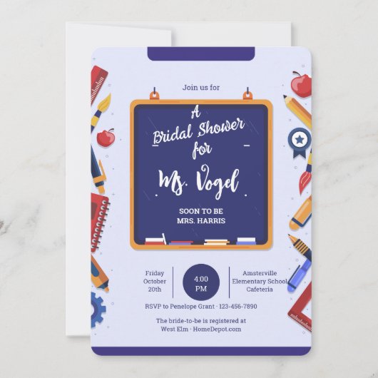 学校チョークボード招待状 招待状 (正面)