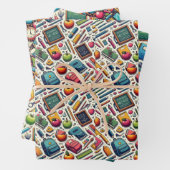 学校テーマラッピング紙フラットシートセット3 ラッピングペーパーシート (インサイチュ)