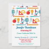 学校テーマ誕生日招待状教育先生 招待状 (正面)