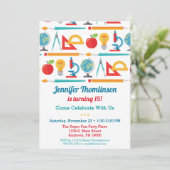 学校テーマ誕生日招待状教育先生 招待状 (スタンド正面)