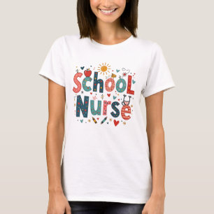学校ナースお洒落 – かわいいカラフルデザイン Tシャツ