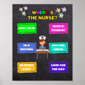 学校ナースオフィスのドアのサイン虹はどこか ポスター (正面)
