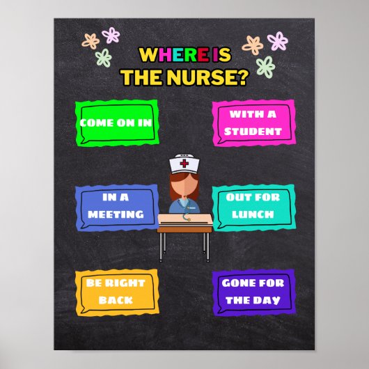 学校ナースオフィスのドアのサイン虹はどこか ポスター (正面)