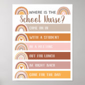 学校ナースオフィスのドアのサインRainbow ポスター (正面)