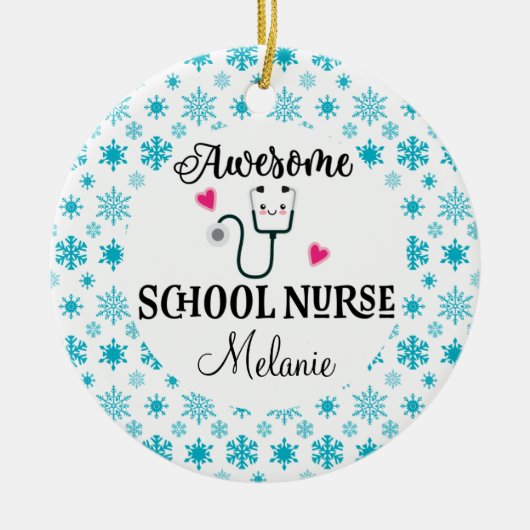 学校ナースカスタムギフト セラミックオーナメント (正面)