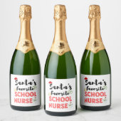 学校ナースクリスマス スパークリングワインラベル (ボトル)