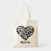 学校ナースハートデザインパーソナライズされた; トートバッグ (正面)