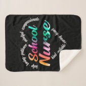 学校ナースハートワードクラウドウォーター色レインボー シェルパブランケット (正面(横))