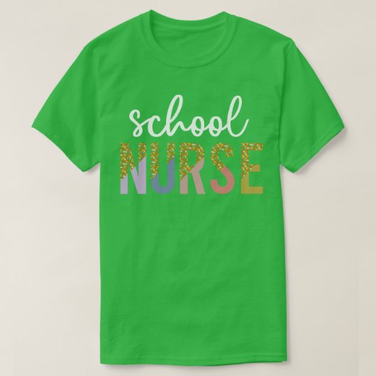 学校ナースヒョウ印刷レトロギフト Tシャツ (デザイン正面)