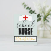 学校ナース局聴診器ハート帽 ポストカード (スタンド正面)