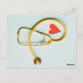 学校ナース局聴診器ハート帽 ポストカード (裏面)