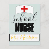 学校ナース局聴診器ハート帽 ポストカード (正面)