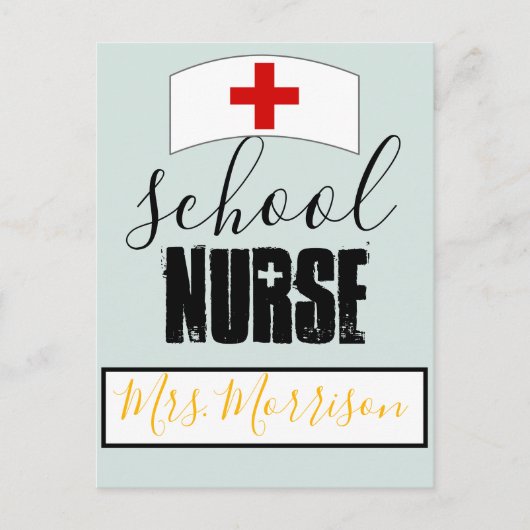 学校ナース局聴診器ハート帽 ポストカード (正面)