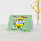 学校ナース棒人間たちデザイン カード (黄色い花)