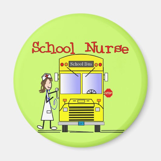 学校ナース棒人間たちデザイン マグネット (正面)