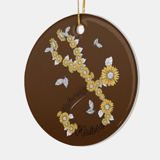 学校ナース聴診器ひまわり セラミックオーナメント (左)