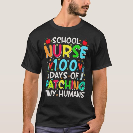 学校ナース100日パッチ小さな人間100 Tシャツ (正面)