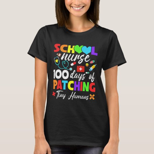 学校ナース100日パッチ小さな人間100t tシャツ (正面)