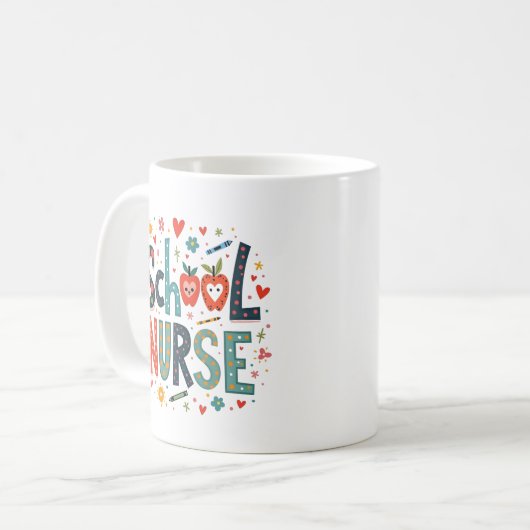 学校ナース-おもしろいカラフルよくはしゃぐデザイン コーヒーマグカップ (正面左)
