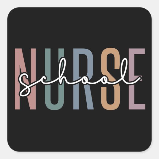 学校ナース |学校ナースRN感謝ギフト スクエアシール (正面)