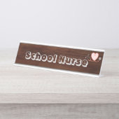 学校ナース、聴診器、ハート デスクネームプレート (正面)