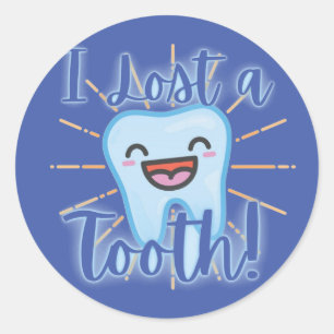学校ナース「I 失った a Tooth」ステッカー-青 ラウンドシール