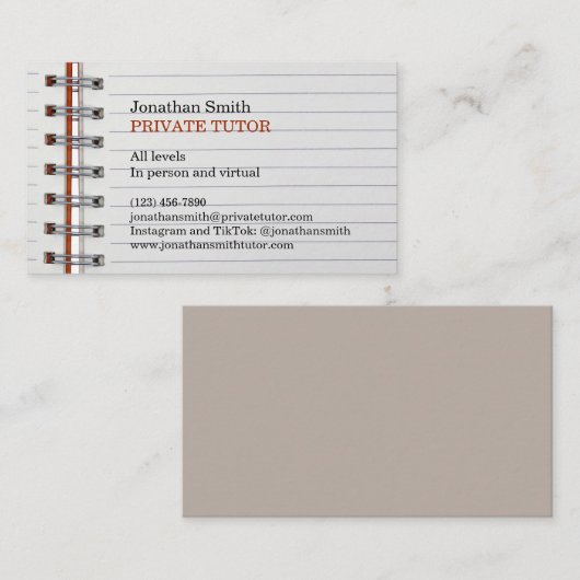 学校ノート家庭教師の名刺 名刺 (正面/裏面)