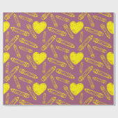 学校ハート鉛筆のシームレスラッピング紙 ラッピングペーパー (フラット)