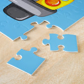 学校バスのアニメの子ども ジグソーパズル (側面)