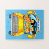 学校バスのアニメの子ども ジグソーパズル (横)