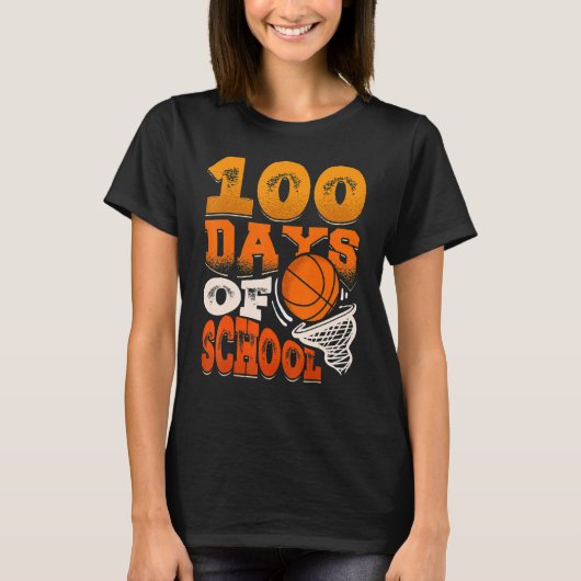学校バスケットボールの100日目の子供たちScの100日 Tシャツ (正面)