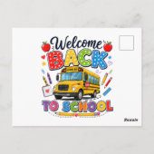 学校バス運転手のTシャツ 初登校にようこそ ポストカード (裏面)