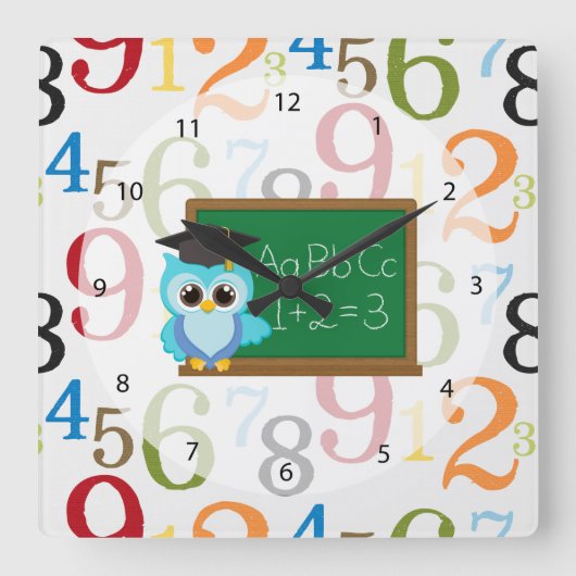 学校パターン スクエア壁時計 (正面)
