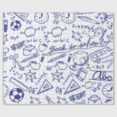 学校パターン ラッピングペーパー (フラット)