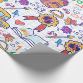 学校パターン ラッピングペーパー (角)