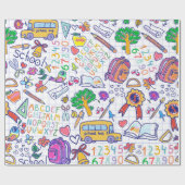 学校パターン ラッピングペーパー (フラット)