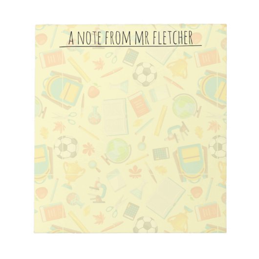 学校パーソナライズされたの供給パターン ノートパッド (正面)