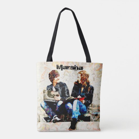 学校パーソナライズされたをテーマにした十代のコラージュ トートバッグ (裏面)