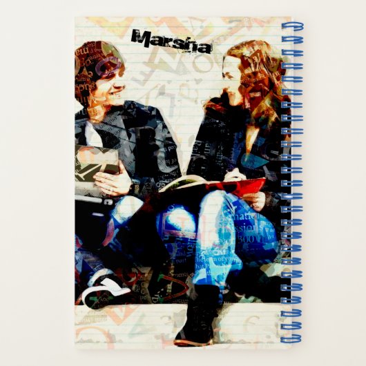 学校パーソナライズされたをテーマにした十代のコラージュ ノートブック (裏面)