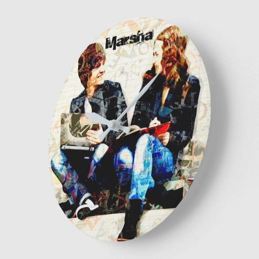 学校パーソナライズされたをテーマにした十代のコラージュ ラージ壁時計 (傾斜)