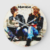 学校パーソナライズされたをテーマにした十代のコラージュ ラージ壁時計 (正面)