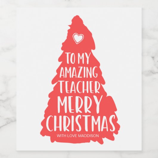 学校パーソナライズされたティーチのクリスマスプレゼントアイディア ワインラベル (シングルラベル)