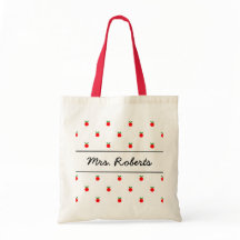 学校パーソナライズされた先生トートバッグ |赤いリンゴ